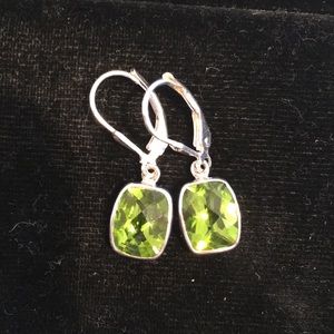 Sterling Silver Peridot Lever-back Earrings